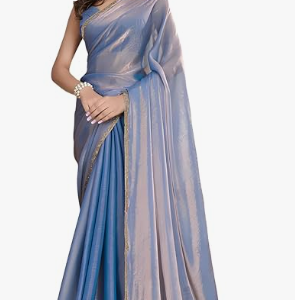 Sidhidata Women's Soft Zimmy Choo Fandy Silk Saree With Hand Work Lace Boarder & Comes With Unstitched Blouse Piece (Chhaava)