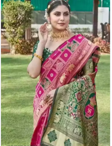 Classic Kanjeevaram Saree with Banarasi Weave | Perfect Saree for Bridesmaids, Weddings & Festive Celebrations